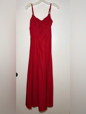 Red Bustier Maxi Sundress Basquet Waist Women’s XS